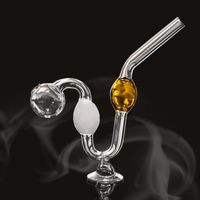 Serpentine Oil Burner Pipe Portable Glass Water Pipes Bowl Thick Pyrex Downstem Rig Round of Small Pot Bubbler Tobacco Nail For Smoking