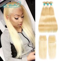 Costume Accessories Hair 613 Bundles with Closure Brazilian Straight Hair Bundles with Closure Honey Blonde 613 Human Hair Weave Remy