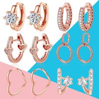 Hoop Huggie 2022 Real 925 Sterling Silver Simple Earrings Rose Gold Color for Women Diy Fine Jewelry Gifts