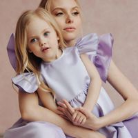 Платья девочки атласные цветочные девушки 2022 Фиолетовая а-линия просто
