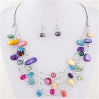 Hermosos conjuntos de joyas para mujeres Caballo de cristal de múltiples capas 6 Opción de color Declaración Collar de babero Set292m
