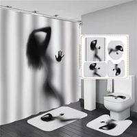Nude Women Shadow Shower Curtain With Hook Sexy Girl Bathroom Set Non-slip Carpet Toilet Cover Pad Bath Mat for Home Decor 220517