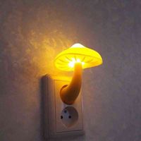 Led nacht paddestoel muur socket lamp EU US Plug Warm Wit Light-Control Sensor Slaapkamer Lichte Woondecoratie W220330