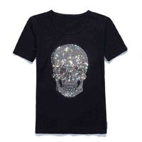 Japão mastermind brilhante diamante strass crânio o-pescoço de manga curta de algodão t-shirt t-shirt