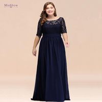 Party Dresses In Stock 2 Styles Royal Blue Evening Plus Size A-line Chiffon Lace Long Elegant Groom Mother Wedding Prom DressParty