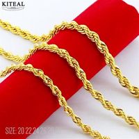 24k Gold Color Filled 3 4 5 6mm Rope Necklace Chain For Men&Women Bracelet Golden Jewelry Accessories Chokers278q
