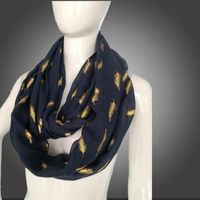Scarves 3 Colors Fashion Feather Ring Shawls Plume Gold Foil...