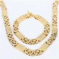 New Fashion Silver Gold Plated Rope Chain Necklace 316L Stainless Steel Necklace Bracelet Men Jewelry Set234M