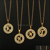 Colliers de pendentif pendentifs bijoux 316l en acier inoxydable 26 lettres A-Z Collier Nouveau cristal en cristal pour femmes