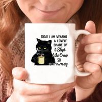 Tazze caffè scritto indietro tazza da caffè divertente gatto nero che beve la tazza di amante ceramica ecologica