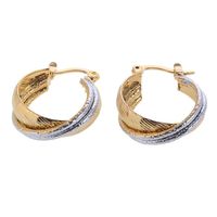 Two Tone Bonded Round Gold Plated Clip Hoop Earring225D