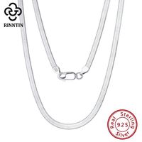 Chains Rinntin 925 Sterling Silver Unique Solid 3mm Flexible Flat Herringbone Neck Chain For Women Men Punk Blade Necklace Jewelry244O