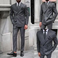 Men's Suits & Blazers Costume Homme Tailor-Made 2 Pieces Business Men Tuxedo Jacket Coat Double Breasted Groom Groomsman Wedding Formal Tail