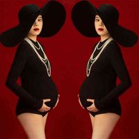 Propiedades de fotografía de maternidad Jumpón de embarazo elástica Casa de fotos Bodysuit de mangas largas Vestidos de maternidad para sesión de fotos J220531