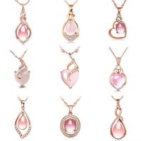 Collier Jewelry Pendant S925 STERLING Silver Natural Rose Quartz Crystal Stone Pendant pour les femmes en acier inoxydable Fashion Gemstone