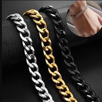 Titanium Men Chain Bracelet Stainless Steel Curb Cuban Link ...