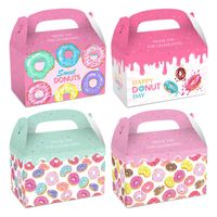 Gift Wrap 4Pcs Sweet Girls Donuts Grow Up Theme ONE Birthday Party Candy Bag Favor Treat Box Kids Baby Shower Decorations BoxGift