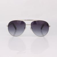Lunettes de soleil Pilote de cadre en métal argenté pour hommes Gris Gradient Classic Sunglasssunglasses