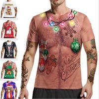 Herren T-Shirts Lustige 3D-Print Weihnachten T-Shirt Männer Kurzarm Schneemann Santa Claus T-Shirt Schönheit Happy Year Casual Shirtsmen's