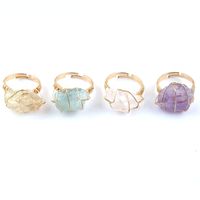Colore en couleur enveloppe ouverte anneaux ouverts irréguliers Stone Natural Fluorite Crystal Purple Purple For Women Wedding Bo904