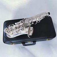 Gümüş Orijinal 901 Bire Bir Yapı B-Key Profesyonel Kavralı Soprano Saksafon All-Silver Caz Enstrümanı Saxo Soprano