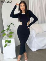 Uzun kollu kesilmiş bodycon elbise kadınlar zarif patchwork uzun elbise uzun elbise seksi sıkı siyah elbise sonbahar kış 2022 t220816