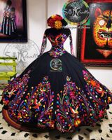 Чарро две куски Quinceanera платья вышивка длинные рукава vestidos de 15 anos sweet 16 платьев на день рождения на заказ мексиканский XV