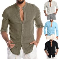 Erkek Casual Gömlek Bluz Pamuk Keten Gömlek Gevşek Kısa Kollu Tee Bahar Sonbahar Yaz Yakışıklı Erkekler Tops