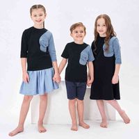 Crianças meninos meninas primavera verão jersey jersey jersey family dress fashion tops 12m a 14 anos bebê adolescente crianças roupas tb1156 aa220326