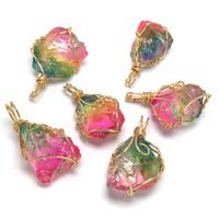 Charms Exquisite Natural Rainbow Stone Pendant Chrams Winding Golden Line For Women Jewelry Gift 18x30-20x25mm