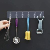 Hooks Rails Row Klebstoff transparent für Küchenbad Organizer Tür Wandbügel Key Utel Handtuch Becher Tassen Spatel Can Openerhooks