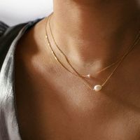 Cobertizador de perlas de doble capa rellena de oro de 14k Caballo de codo de colaboración Kolye Women Jewelry Collar
