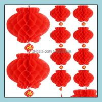 Altre forniture per feste di eventi Festive Home Garden Lanterna di carta rossa tradizionale cinese per S dhtyr