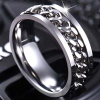 Kühle Edelstahl Rotatable Paar Ring hochwertige Spinner Kette rotbare Ringe für Frauen Mann Punk Jewelry Party Geschenk 220719gx