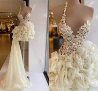 2023 White Ruffles Short Dresses Mini Prom Dress Beading Lac...