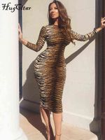 Wedding Dresses Party Hugcitar Leopard Print Long Sleeve Slim Bodycon Sexy 2022 Autumn Winter Women Streetwear Party Festival Outfits 220329