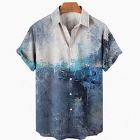 Camisas de vestir para hombres Camisa de playa de hombres hawaianos street ropa de gran tamaño en 3D pintura al óleo manga corta 2022