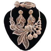 Dubai Jewelry Sets Gold Fashion Ladies Crystal Bridesmaid Indian Jewelry Wedding Gifts Bridal Necklace Earrings Set210P