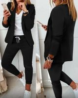 Kadınlar iki parçalı pantolon 2022 kadın sonbahar yaka yakalı blazer ceket çekme seti uzun tozluk elbise zarif 2 ceket kıyafetleri