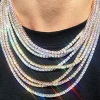 2020 Cadenas de joyas de joyas de diamantes cadena de tenis para hombre Collar de joyería de Hip Hop 3 mm 4 mm Collares de cadena de plata de 4 mm241s