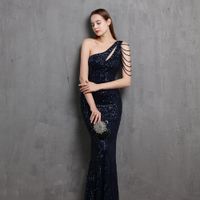 Sequin Evening Dresses Sexy Long Women Party Dress Mermaid Gold Silve Nayblue Burgundy Muti Size 18519