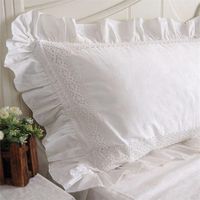 2 pezzi nuovi cuscinetti con volant in pizzo bianco in raso bianco stile europeo Elegante cuscino da letto di lussuoso cuscino da letto di lusso NO FILLER 201114