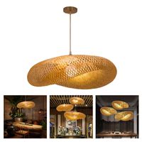 Bambu vävning ledd hängande ljus, hängande ljuskrona kök vintage taklampor för bar restaurang sovrum dekor accs w220324