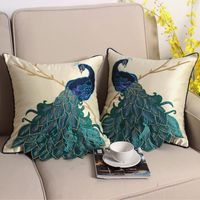 Cushion Decorative Pillow Luxury Cotton Cushion Cover Peacoc...