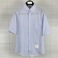 Camisa de vestido masculino camisa de verão meio manga listrada design de gola de colarinho slim fit diariamente oxford de alta qualidade de camisa de camisa Men'sm