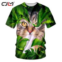 Est Harajuku 3D Tshirts Men Summer Tops Green Leaves Cat Printed Tshirt Male Crewneck Shirts Unisex Tees Dropship 220623