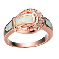Anillos de clúster Bamos Design único Fire Opal Anillo de dedo de dedo Rose Rose Gold Llenado para mujeres Joyas de moda Remolides de regalos