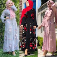 Ethnische Kleidung Floral Abaya Dubai Kimono Muslim Hijab Kleider Abayas für Frauen Kaftan Kaftan Marocain Gebet türkische islamische Robe Femmeethnic