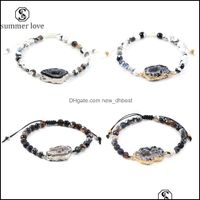 Perlenstränge Armbänder Schmuck Trendy Irregar Natural Achat Druzy Charme Armband Modes schwarze weiße Perlen von Hand Braide Einstellen DXA