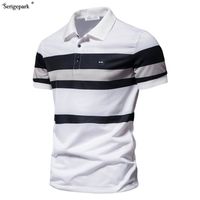 Man Polo Shirt Stripe Padrão Clássico France Luxury Brand Polo Serige Park Eden Padrão Cotton Blends Design European 220622